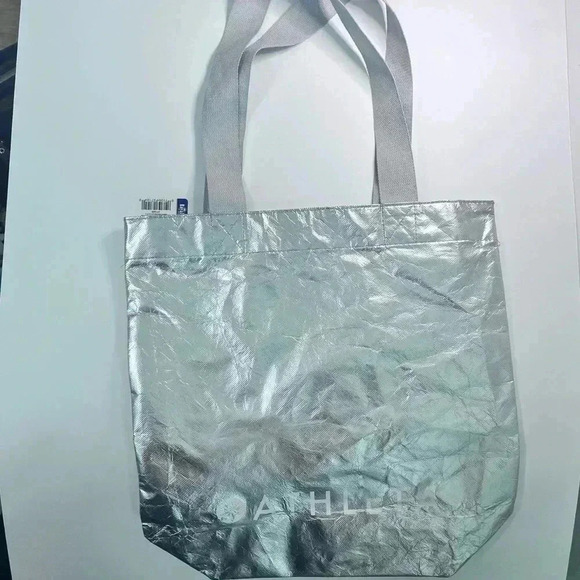 Athleta Silver Reusable Shopping Grocery Bags Lot of 3 - Picture 4 of 5